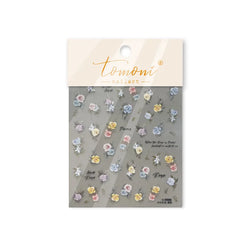 Watercolor Style Rose Flower Colored Rosa Chinensis 3D 5D Flat Reliefs Charming Self Adhesive Nail Art Stickers Manicure Decals (ONLINE ORDER ONLY)