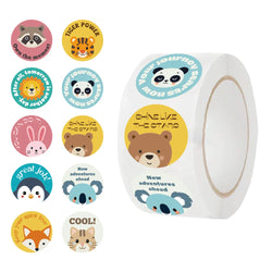 500pcs Reward Encouraging Motivational Phrases Animal Sticker Kindergarten School Students Child Teacher Cartoon Cute Sticker (ONLINE ORDER ONLY)