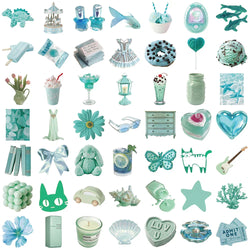 10/30/50PCS Cute Mint Green Stickers Ins Style Simple Aesthetic Decals Notebook Fridge Laptop Phone Bike DIY Decoration Kids Toy (ONLINE ORDER ONLY)