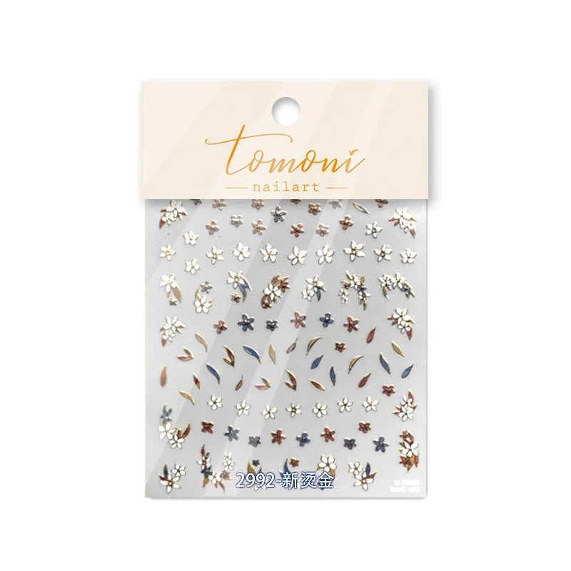 Retro Mini Flower Vintage Leaves Hot Stamping Petal Daisy Delicate Chic Self Adhesive Nail Art Stickers Manicure Decal Wholesale (ONLINE ORDER ONLY)