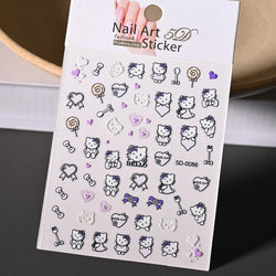 1pc 5D Cartoon Nail Art Stickers Waterproof Matte Finish with Kuromi, Cinnamoroll & Hello Kitty Designs Perfect for DIY Manicure (Online Order Only)