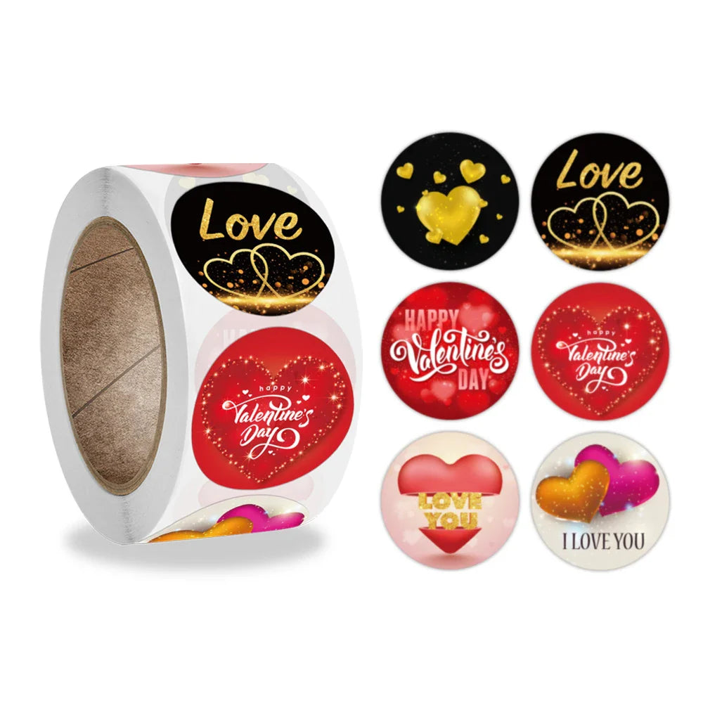 500pcs/roll Heart Stickers Thank You Stickers For Business Merci Packaging Stickers Rolling Love For Packaging Decoration (ONLINE ORDER ONLY)
