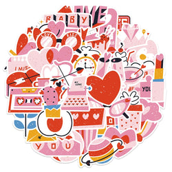 10/30/50PCS Cartoon Pink Love Stickers Valentine's Day Cute Decals PVC Waterproof Skateboard Laptop Phone Car Sticker For Kids (ONLINE ORDER ONLY)