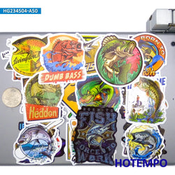 20/30/50Pieces Fisherman Style Go Fishing Stickers for Boats Fish Box Luggage Scrapbook Car Motorcycle Phone Laptop Sticker Toys (Online Order Only)