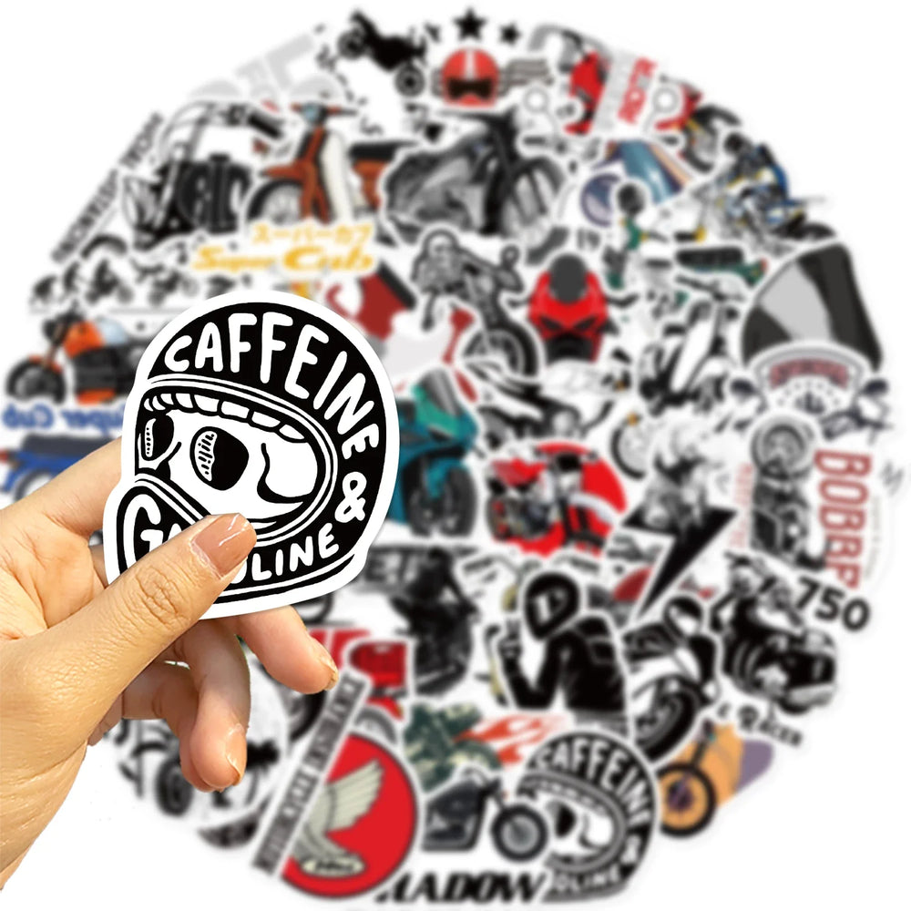 50Pcs Fashion Vintage Motorcycle Stickers Retro Aesthetic Bike Phone Car Skateboard Laptop Sticker Decal Classic Kids Toy (ONLINE ORDER ONLY)