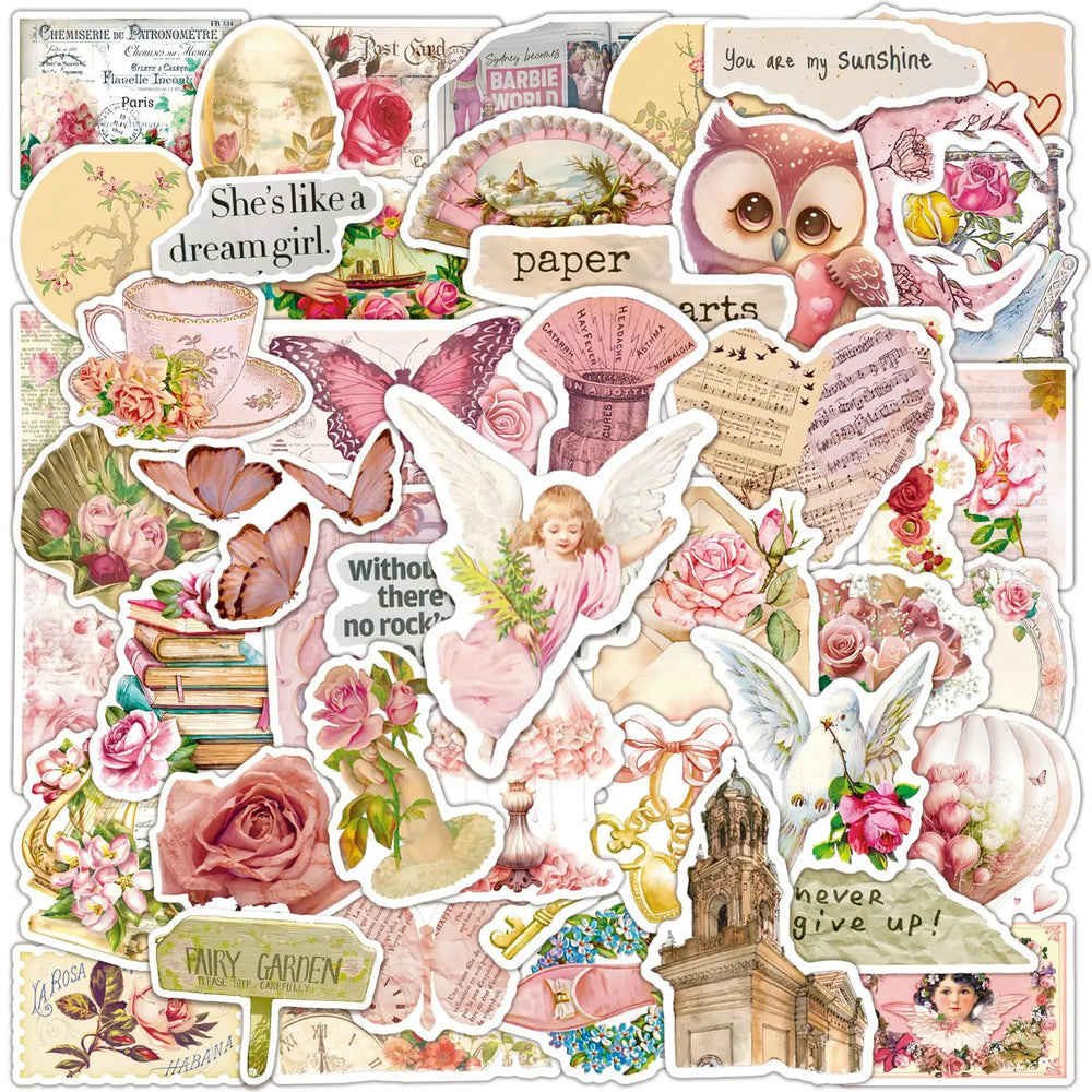 Cartoon Pink Flower Stickers for Phone Laptop Luggage Skateboard Decals Gift (Online Order Only)