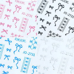 Gold Silver White Black Pink Blue Bowknot Ribbon Flat 3D Line Gird Strap Tie Elegant Charming Nail Art Stickers Manicure Decals (ONLINE ORDER ONLY)