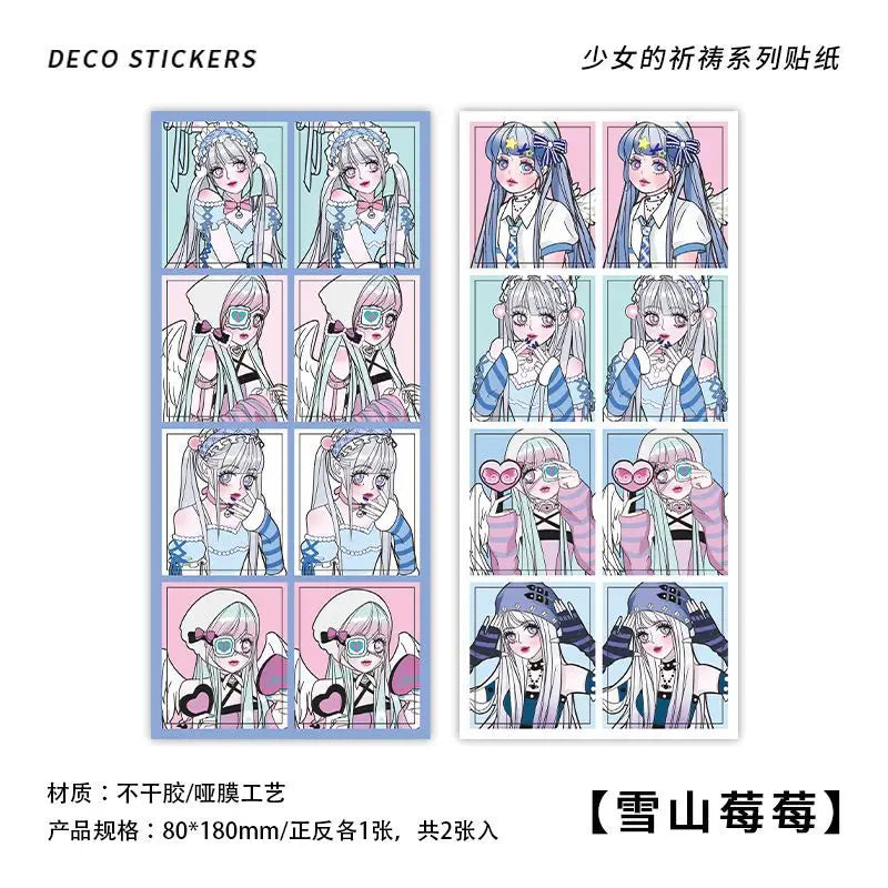2pcs Ins Korean Style Anime Girl Scrapbooking Stickers Collage Diary Journal DIY Craft Aesthetics Decorative Stickers Stationery (ONLINE ORDER ONLY)