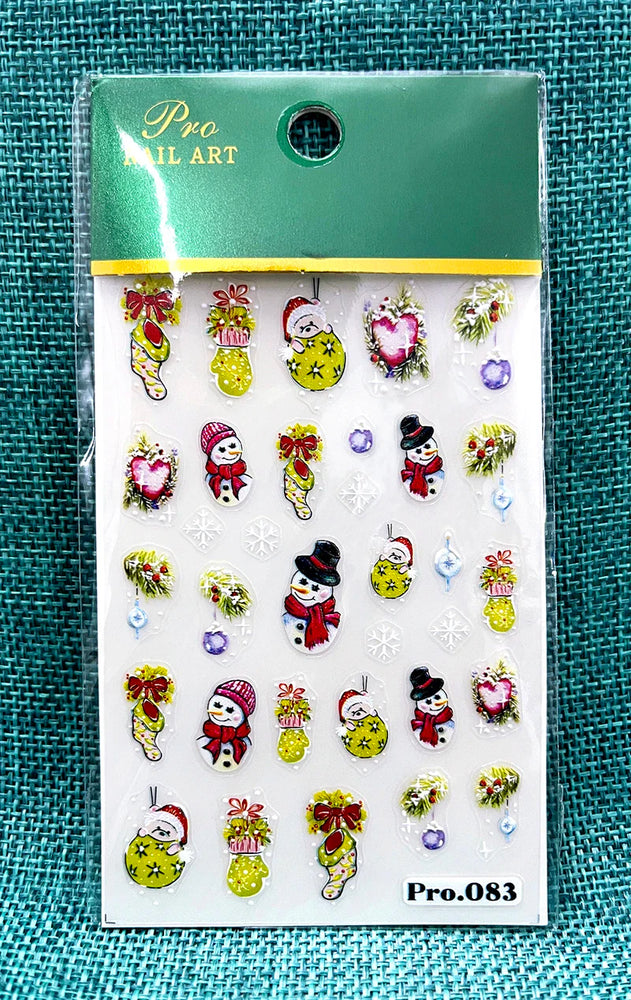 5D Embossed Gingerbread Man Nail Art Sticker Cute Christmas Winter Santa Claus Snowflake Elk Engraved Slider Manicure Decoration (ONLINE ORDER ONLY)