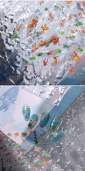 Lotus Leaf Brocaded Carp Koi Playing Goldfish Cavort Ripple Droplet Water Bubbles Self Adhesive Nail Art Stickers Manicure Decal (Online Order Only)