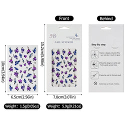 Painting Purple Flower Nail Sticker Daisy Wildflowers Butterfly Gradient Design Decal Geometry Line Charm Foils Manicure Sliders (ONLINE ORDER ONLY)