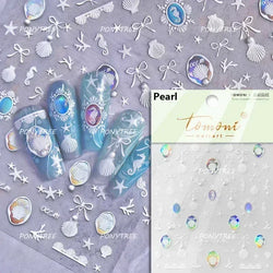 Hot Stamping Laser Shell Conch Starfish Pearl Whale Coral Dolphin Summer Beach Sea Wave Jellyfish Bubble Nail Art Stickers Decal (ONLINE ORDER ONLY)