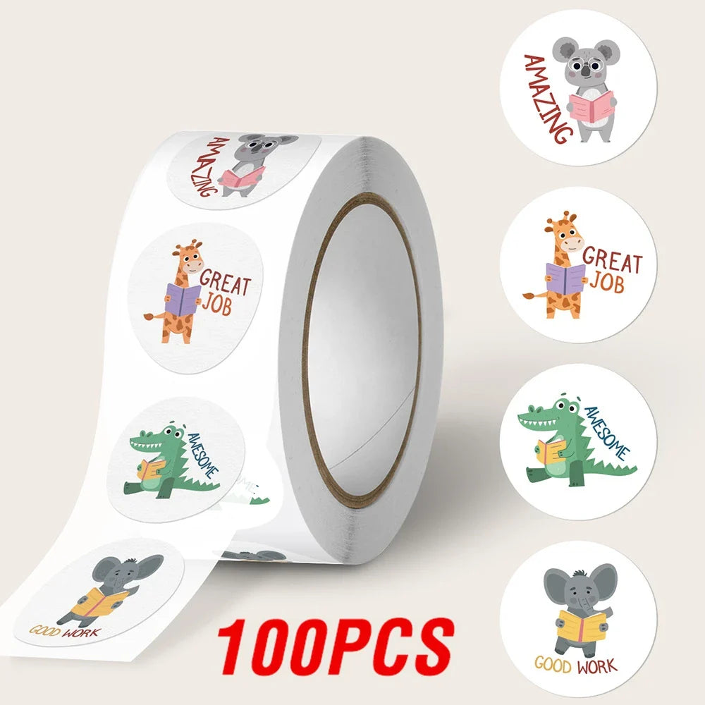 100-500pcs Cartoon Animal Sticker Reward Label Thank You Cute Game Sticker DIY Gift Sealing Label Decoration Supple (ONLINE ORDER ONLY)