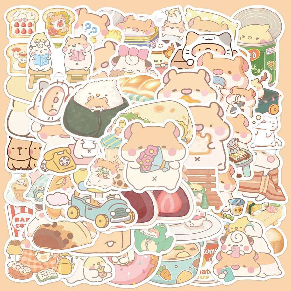 50Pcs Cute Bread Mouse Stickers for Helmet, Wall, DIY Decoration (Online Order Only)