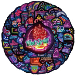 10/30/50/100pcs Cool Neon Light Cartoon Graffiti Stickers Decoration Laptop Fridge Diary Travel Luggage Stationery Sticker Toys (ONLINE ORDER ONLY)