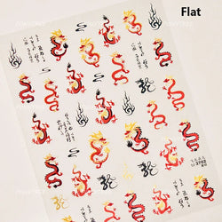 Chinese Dragon Auspicious Beast Mythological Legend Noble Loong Blue Pink Soft Relief Adhesive Nail Art Sticker Manicure Decals (ONLINE ORDER ONLY)