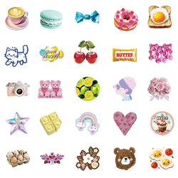 10/30/50PCS Ins Style Girls Cartoon Stickers Cute Dessert Animals Graffiti Decoration DIY Phone Notebook Fridge Suitcase Decals (ONLINE ORDER ONLY)
