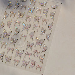 Cute Jelly Bowknot Butterfly Chic Animals Ribbon Tie Shine 3D Fantasy Nail Art Decorations Stickers DIY Dreamy Manicure Decals (Online Order Only)
