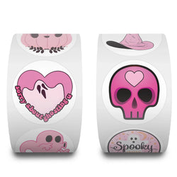 500pcs/Roll Pink Halloween Cartoon Sealing Sticker DIY PVC Laptop Decals Decoration Stiker Reward Gift Toys (ONLINE ORDER ONLY)