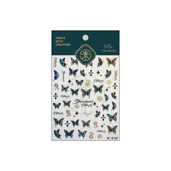 Steam Punk Butterfly Gear Green Star Gold Stamping Self Adhesive Nail Art Decoration Stickers Illusion Polarized Manicure Decals (ONLINE ORDER ONLY)