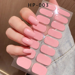 Nude Pink French Semi-Cured Gel Nail Patch Slider Adhesive Waterproof Long Lasting Full Cover Gel Nail Sticker UV Lamp Needed *^ (ONLINE ORDER ONLY)
