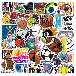 Sports Ball Stickers Pack: Football, Basketball, Rugby Decals for Laptop, Phone, Skateboard, Car, Motorcycle, Luggage (Online Order Only)