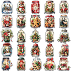 10/30/50PCS Cute Christmas Wishing Bottle Stickers Cartoon Santa Claus Decals Party Decoration Laptop Phone Luggage Fridge Gifts (Online Order Only)