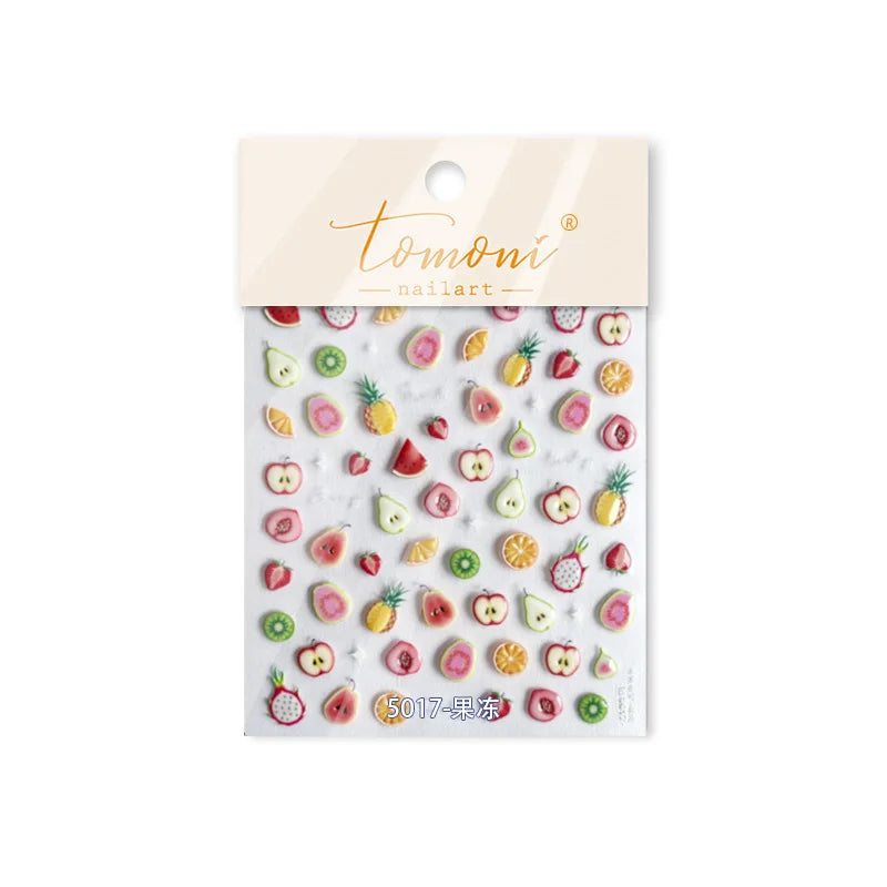 Fruit Paradise Guava Strawberry Pear Peach Orange Watermelon Pitaya Cherry Kiwifruit Pineapple Nail Art Stickers Manicure Decals (ONLINE ORDER ONLY)