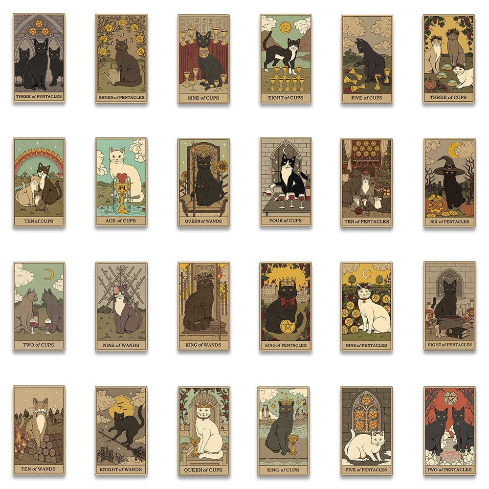 70pcs Retro Cartoon Cats Tarot Art Stickers (ONLINE ORDER ONLY)