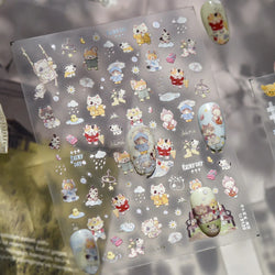 Cute Little Cat Colourful Flower Bowknot Umbrella Rain Boot Paintings Paper Boat Daisy Duckling Nail Art Sticker Manicure Decals (ONLINE ORDER ONLY)