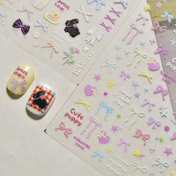 Black Rabbit Bunny Ribbon Bowknot Flower Cake Daisy Dessert Knife Fork Butterfly Self Adhesive Nail Art Stickers Manicure Decals (ONLINE ORDER ONLY)