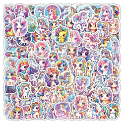 50/100Pcs Cartoon Rainbow Cute Horse Children Luggage Laptop Mobile Phone Decorative Stickers Waterproof Graffiti Wholesale (ONLINE ORDER ONLY)