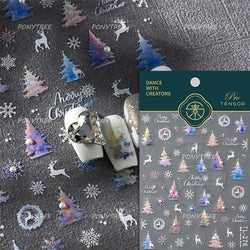 Crystal Ball Santa Claus Snowman Bowknot Red Christmas Tree Bell Socks Self Adhesive Nail Art Stickers Snowflake Manicure Decals (ONLINE ORDER ONLY)