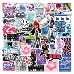 Retro Y2K Girl Cartoon Stickers for Phone Laptop Luggage Skateboard - Fun Gift for Kids (Online Order Only)