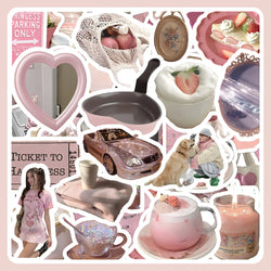 Pink Cartoon Stickers Aesthetic Graffiti Scrapbook Laptop Phone Wall Decal 10/30/60pcs (ONLINE ORDER ONLY)