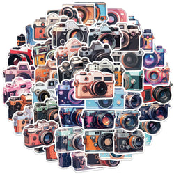 50Pcs Retro Cartoon Camera Photographer Stickers Aesthetic DIY Scrapbook Phone Case Travel Luggage Skateboard Cool Sticker (ONLINE ORDER ONLY)