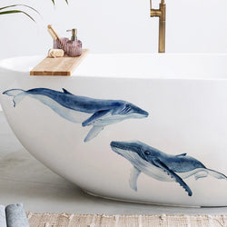 Cartoon Whale Wall Stickers for Bathroom Nursery Decor Removable Decals (Online Order Only)
