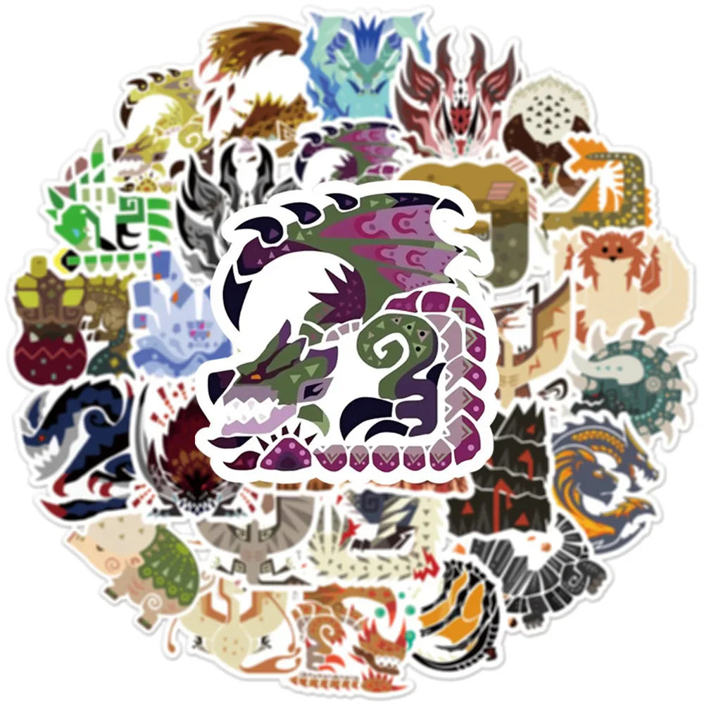 Monster Hunter Game Stickers Pack - Laptop, Luggage, Skateboard Decals for Kids (Online Order Only)