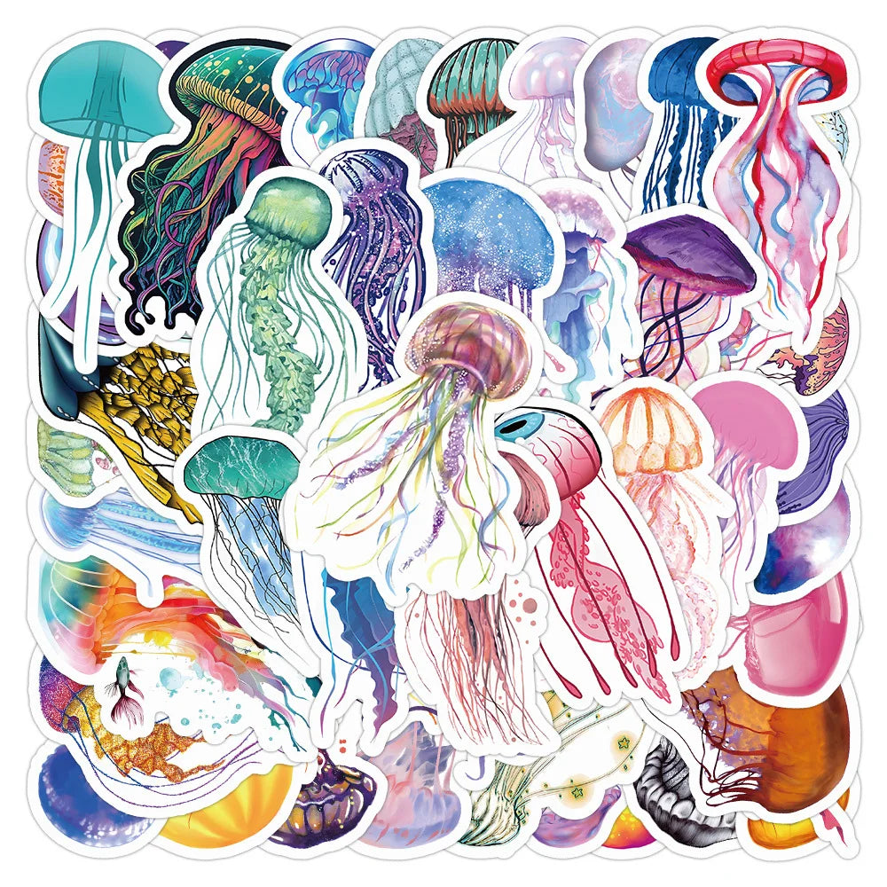 Colorful Jellyfish Stickers for Phone Laptop Luggage Skateboard Kids Gift (ONLINE ORDER ONLY)