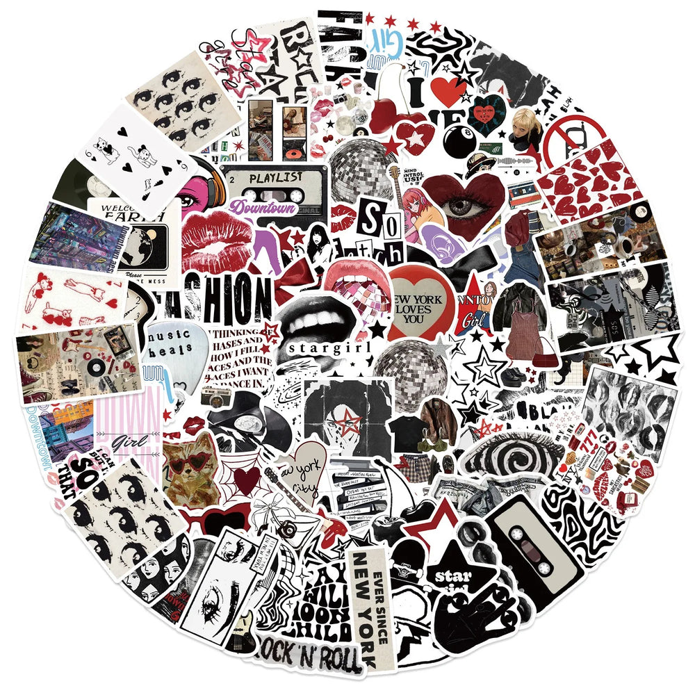 10/50/100PCS Downtown Y2K Girls VSCO 90s Vintage Stickers Cute Aesthetic Decal Car Diary Motorcycle Laptop Scrapbook Toy Sticker (Online Order Only)