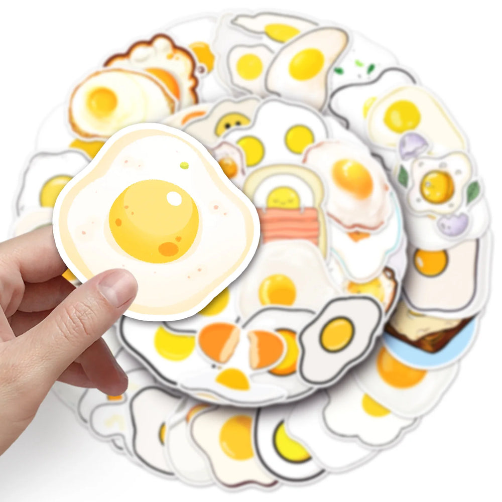 Egg Cartoon Stickers - Cute Yolk Decals for Luggage, Laptop, Car, Bike, Skateboard (Online Order Only)