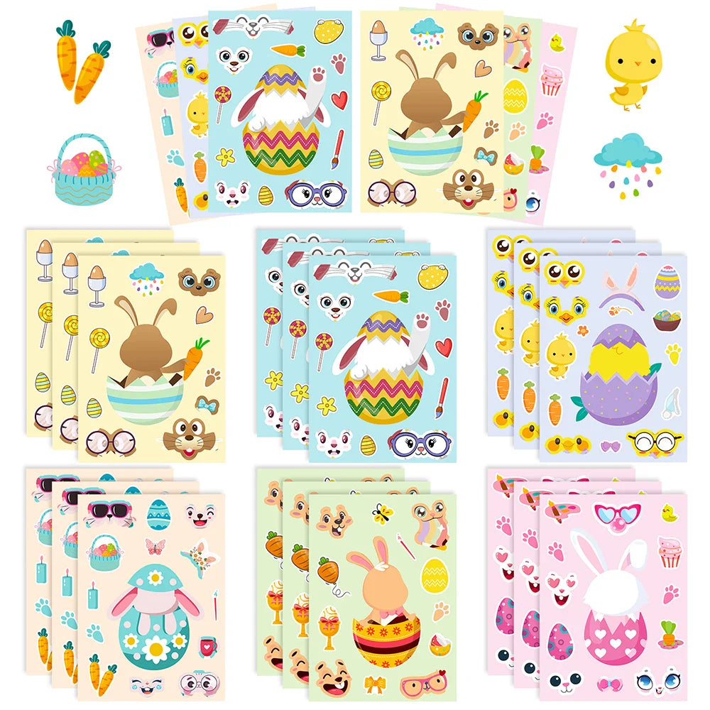 Easter Rabbit Puzzle Stickers DIY Jigsaw Toys for Kids Party Decoration (ONLINE ORDER ONLY)