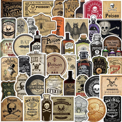 50pcs Retro Thriller Potion Stickers For Phone Case Helmet Scrapbook Skateboard Art Aesthetic Trendy Waterproof Sticker Decals (ONLINE ORDER ONLY)