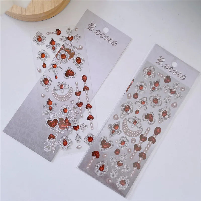Cute Love Gem Pearl Stickers Diary Scrapbooking DIY Album Decoration Sticker Aesthetic Personalized INS Kawaii Korean Stationery (ONLINE ORDER ONLY)