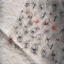 Cat Eye Halloween Terror Spider Cross Rose Love Heart Flower Snake Web Candy Bunny Thrilling Nail Art Stickers Manicure Decals (Online Order Only)