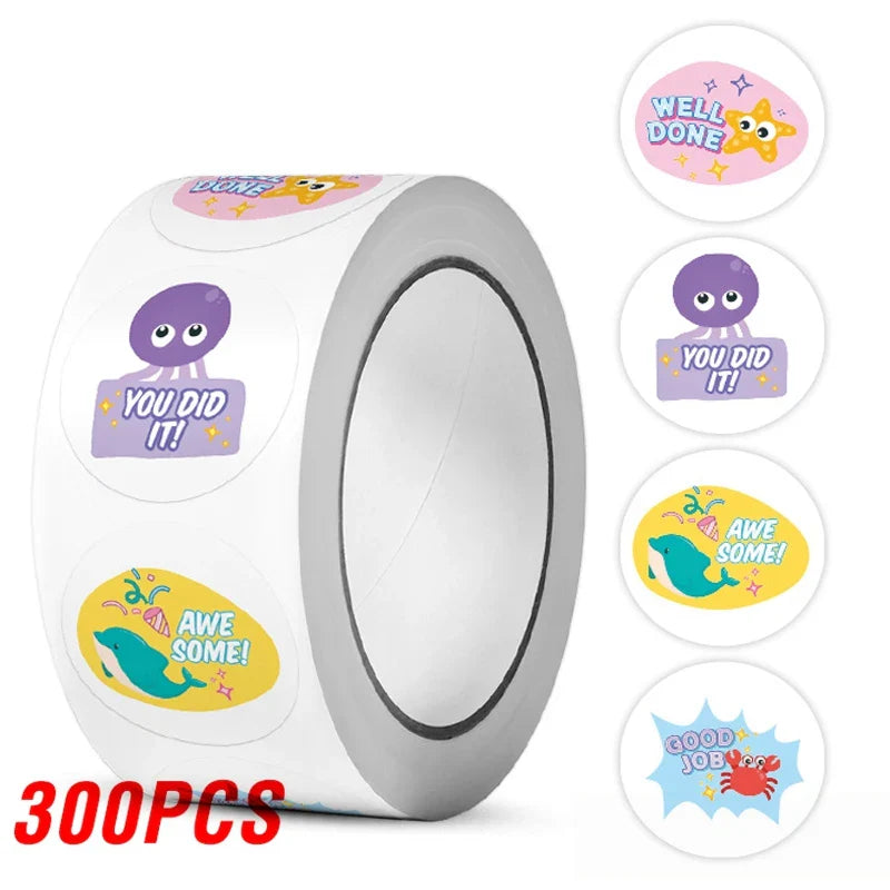 100-500pcs Cartoon Reward Stickers For Children School Encouragement Toy Gift Baking Party Decoration Label Stationery Sticker (ONLINE ORDER ONLY)