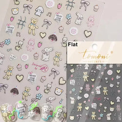 Cookies Chocolate Love Heart Flower Bowknot Rabbit Bunny Lace Bear Star Bouquet Rabbit Adhesive Nail Art Sticker Manicure Decal (ONLINE ORDER ONLY)