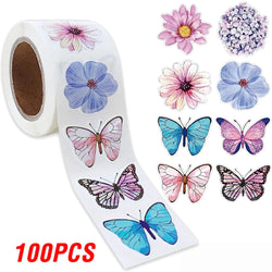 100-500pcs Butterfly Flower Sticker 8 Design Colorful Butterfly Decals Cute Stickers Party Decoration Scrapbook Stationery (ONLINE ORDER ONLY)