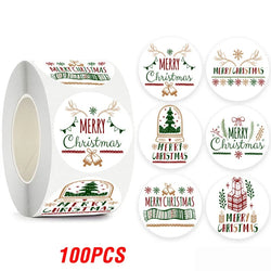 100-500pcs Merry Christmas Sticker Holiday Party New Year Decoration Gift Box Seal Sticker Baking Label Packaging Sticker (ONLINE ORDER ONLY)