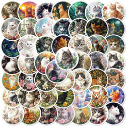 10/30/50PCS Retro Style Stickers Cat Graffiti Sticker Hand Painted Animal Flower Decoration Laptop Phone Guitar Car Bike Decals (ONLINE ORDER ONLY)